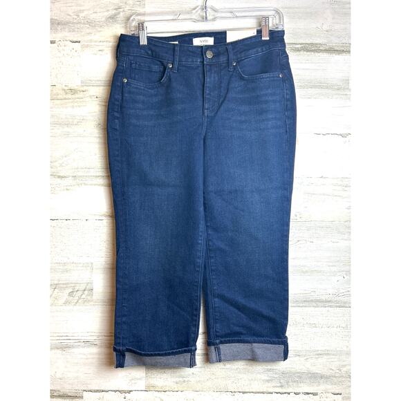 NYDJ Women’s 4 Marilyn Crop Roll Cuff Blue Denim Straight Leg Jeans NWT - Picture 3 of 9